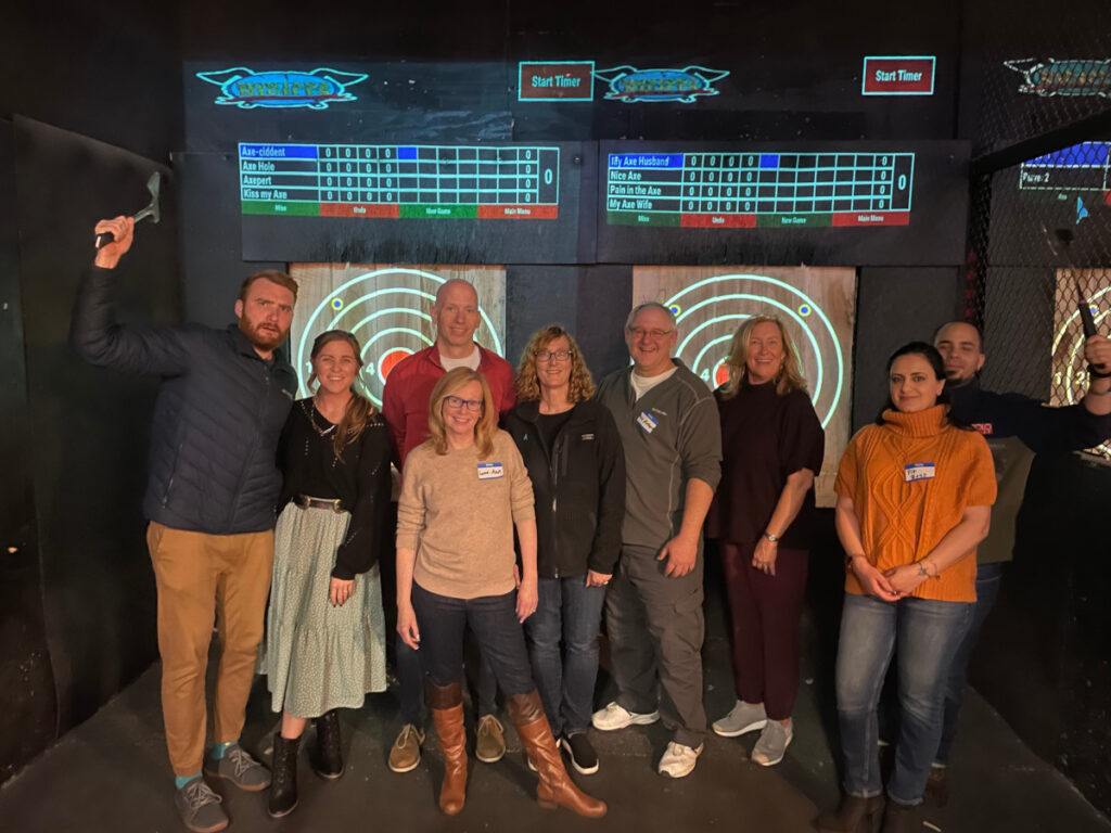 Team photo during Ax Throwing outing